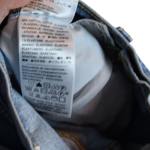 Levi’s Ribcage Straight Jeans W24 L27 Light Wash Distressed High Rise - Picture 8 of 10